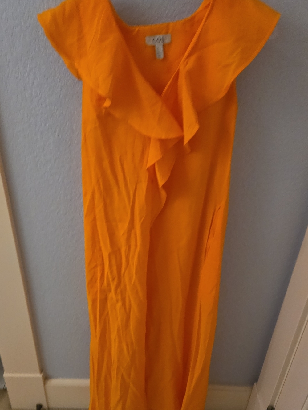 COS Bright Orange Ruffle-Front Maxi Dress